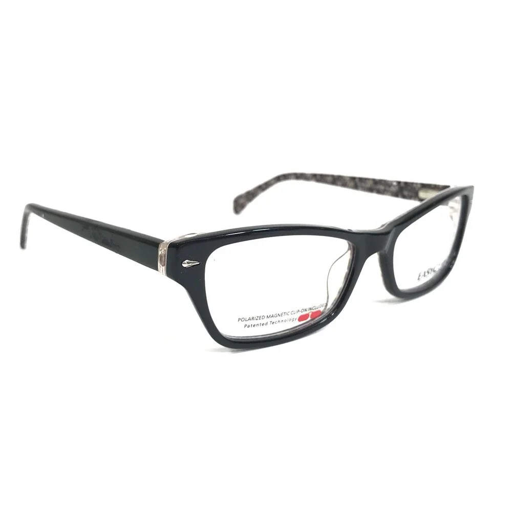 Easy Clip Eyeglasses Frames EC287 BLACK Purple Cat Eye Full Rim 51-16-135
